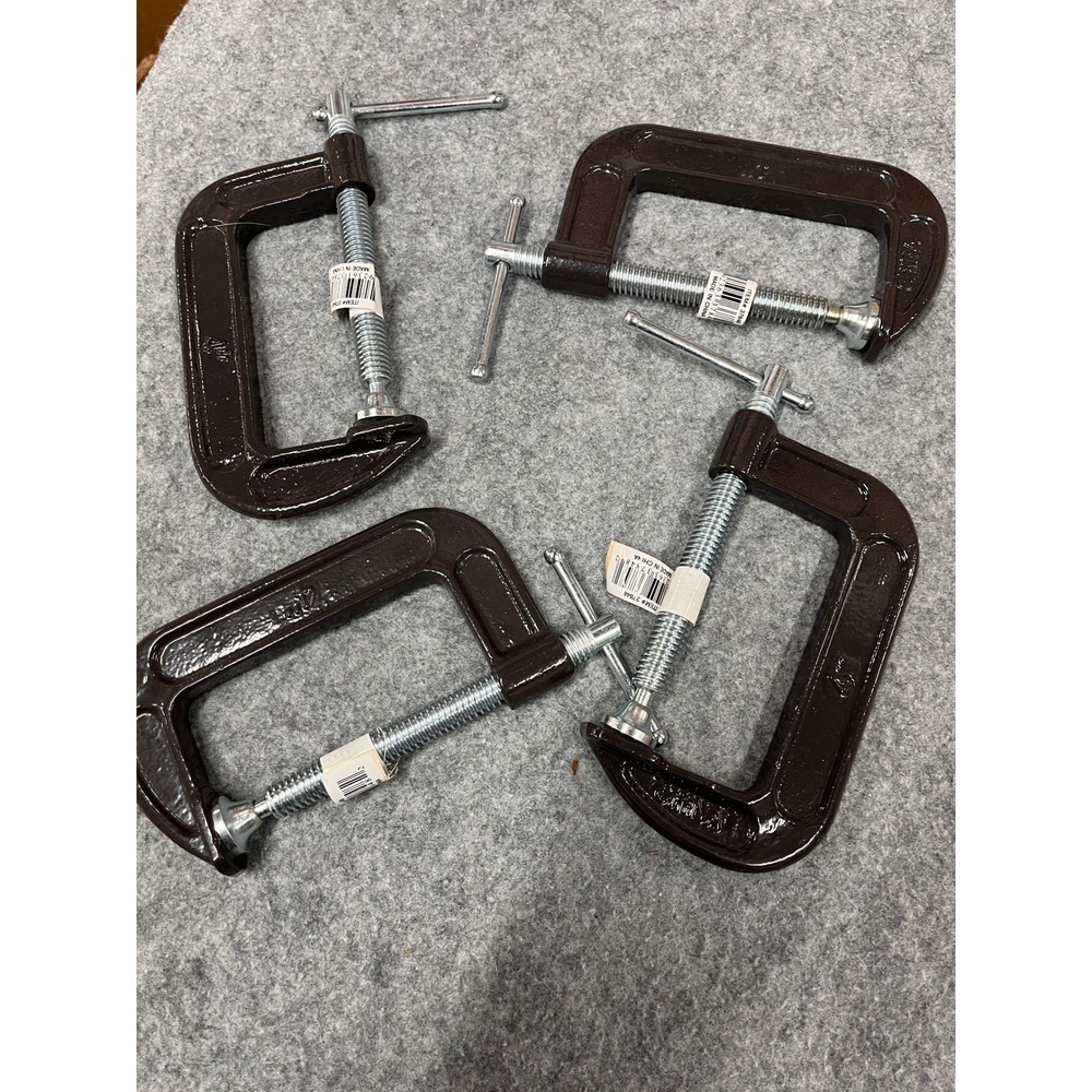 4inch 4pack C-Clamp Set Unisex 4" Brown NEW 4-Piece Heavy Duty Tools